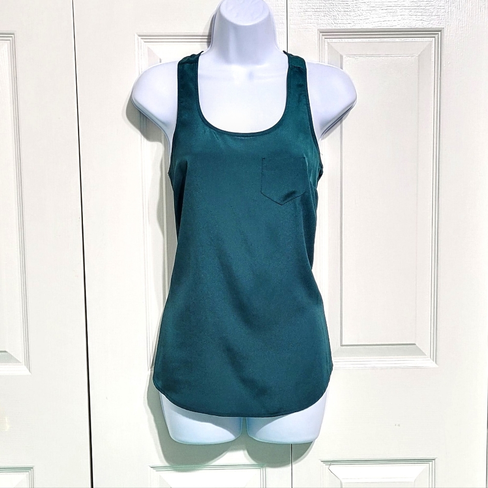 Mossimo Turquoise Green Racerback Top Tank Shiny Satiny